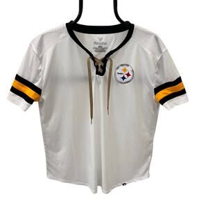 NFL Fanatics Pittsburgh Steelers Sunday Best Lace-Up White T-shirt ~ Women's LG